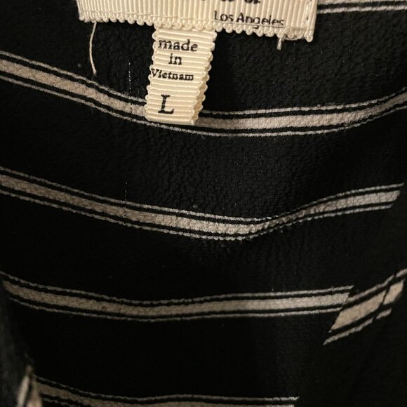 Monteau Women’s Black Striped Faux Wrap Dress Knee V Neck - Picture 3 of 5